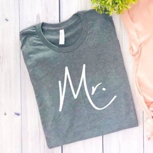 Mr. / Hubby / Husband Honeymoon Gray Crew T-Shirt